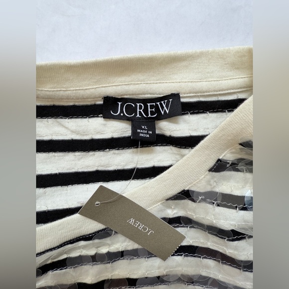 NWT XL JCrew Broken-in jersey striped T-shirt with sequins J.crew - Picture 3 of 10